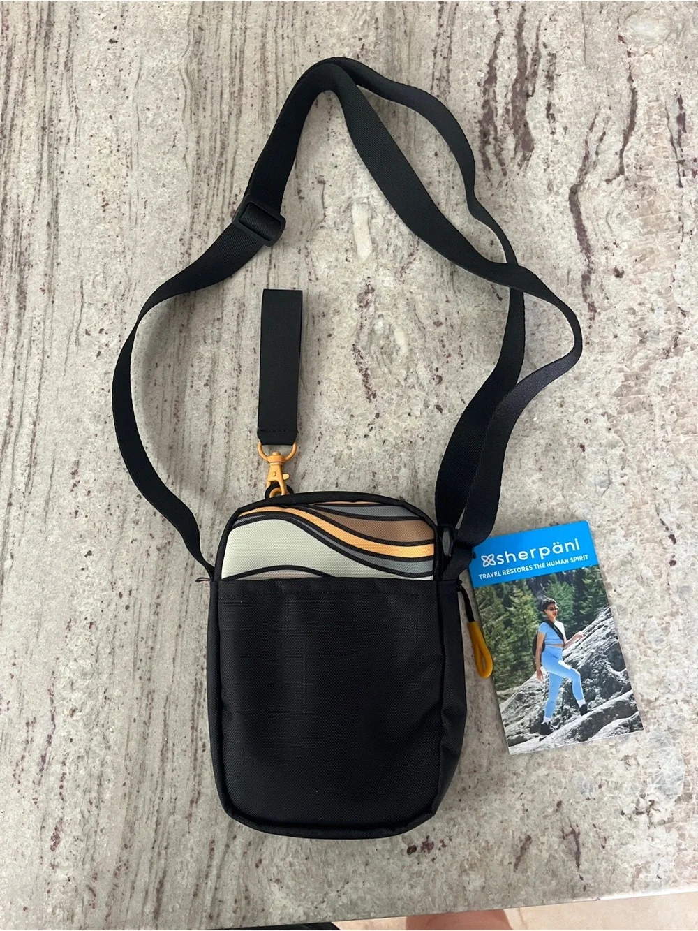 Sherpani Light Blue Travel Crossbody Pouch with Black Strap